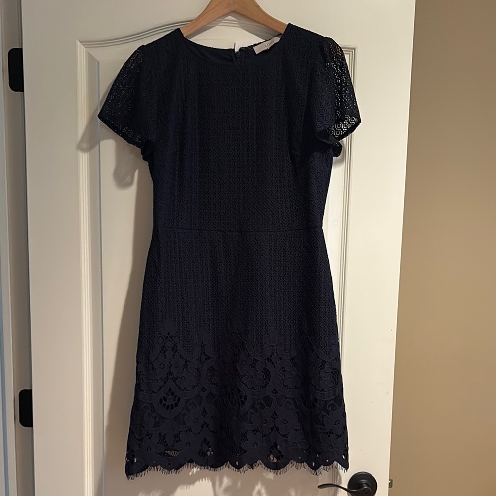 LOFT Navy Lace Mini Dress